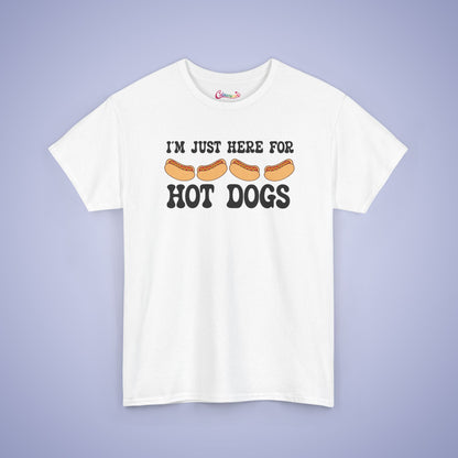 I'm Just Here for the Hot Dogs Funny Hot Dog T-Shirt | Hot Dog Lover Gift Black