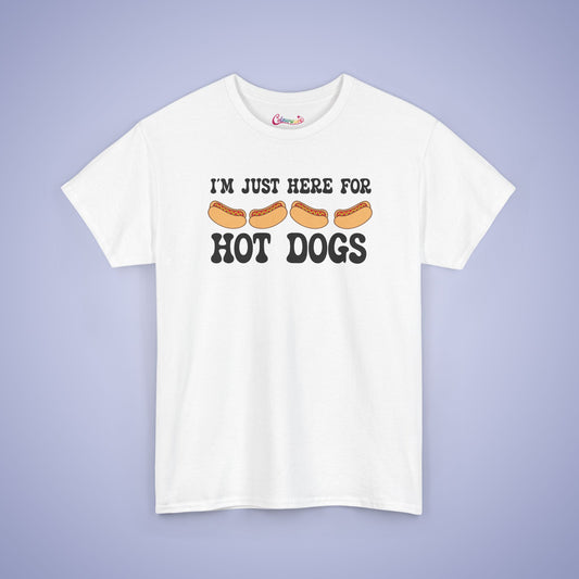 I'm Just Here for the Hot Dogs Funny Hot Dog T-Shirt | Hot Dog Lover Gift Black