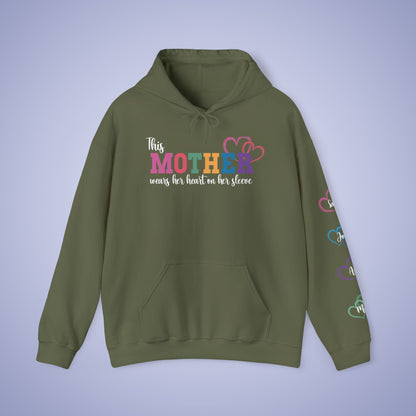 This Mother Wears her Heart on her Sleeve Unisex Hoodie Personalized