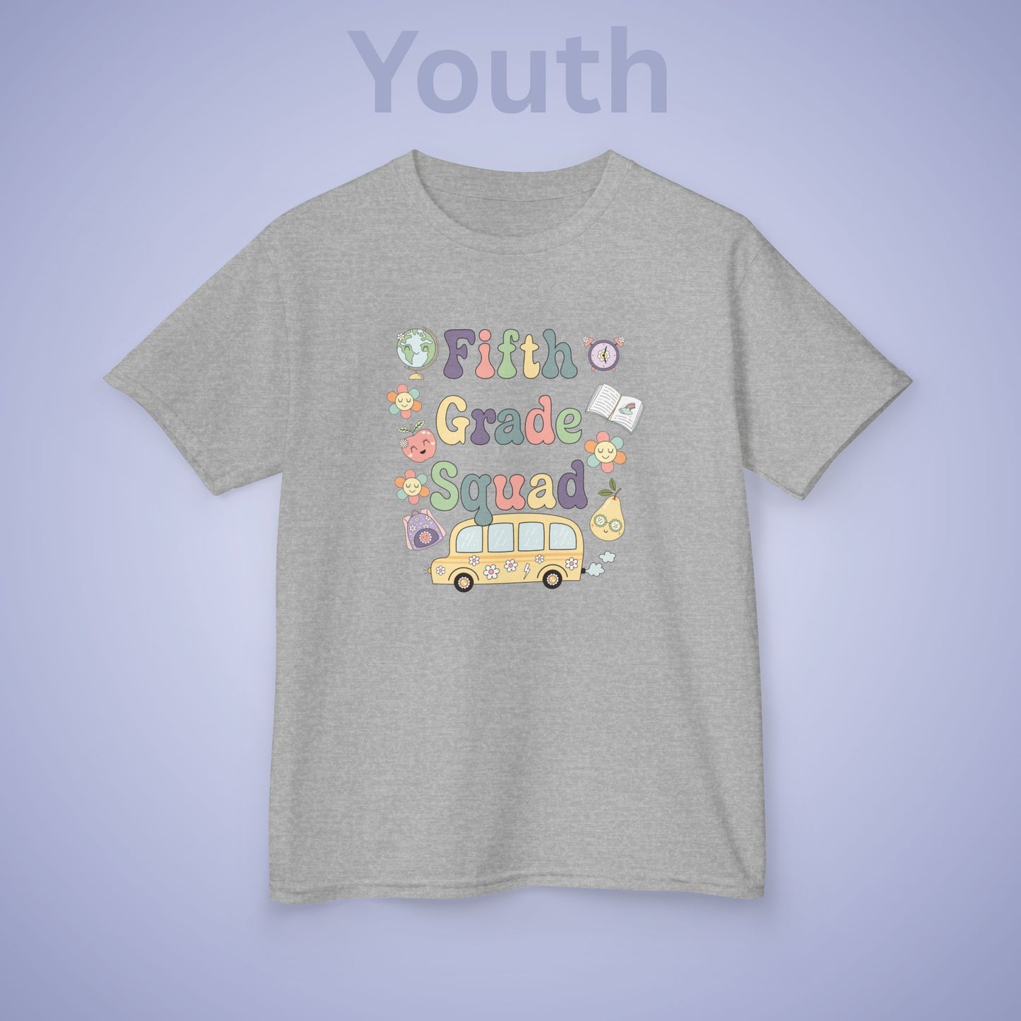 Fifth Grade Squad Retro Fun Kids Cotton T Shirt Back To School Youth
