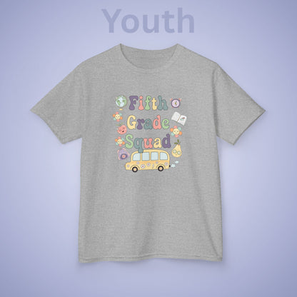 Fifth Grade Squad Retro Fun Kids Cotton T Shirt Back To School Youth