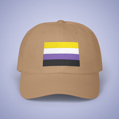 Non Binary Flag Pride Month Embroidered Classic Dad Cap Unisex Coloured Embroidery