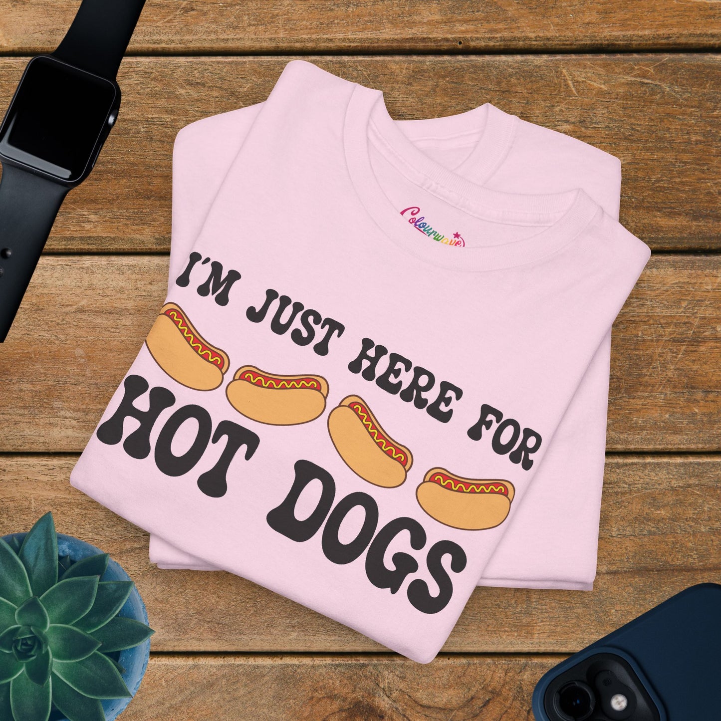 I'm Just Here for the Hot Dogs Funny Hot Dog T-Shirt | Hot Dog Lover Gift Black