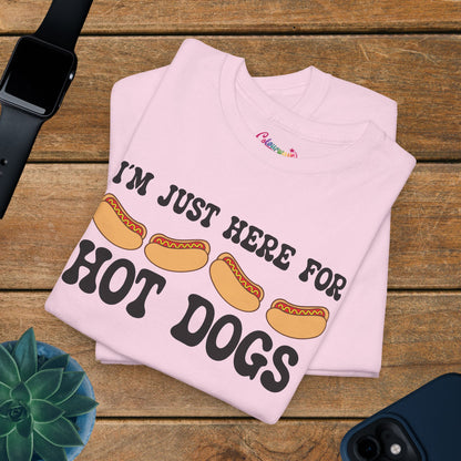 I'm Just Here for the Hot Dogs Funny Hot Dog T-Shirt | Hot Dog Lover Gift Black