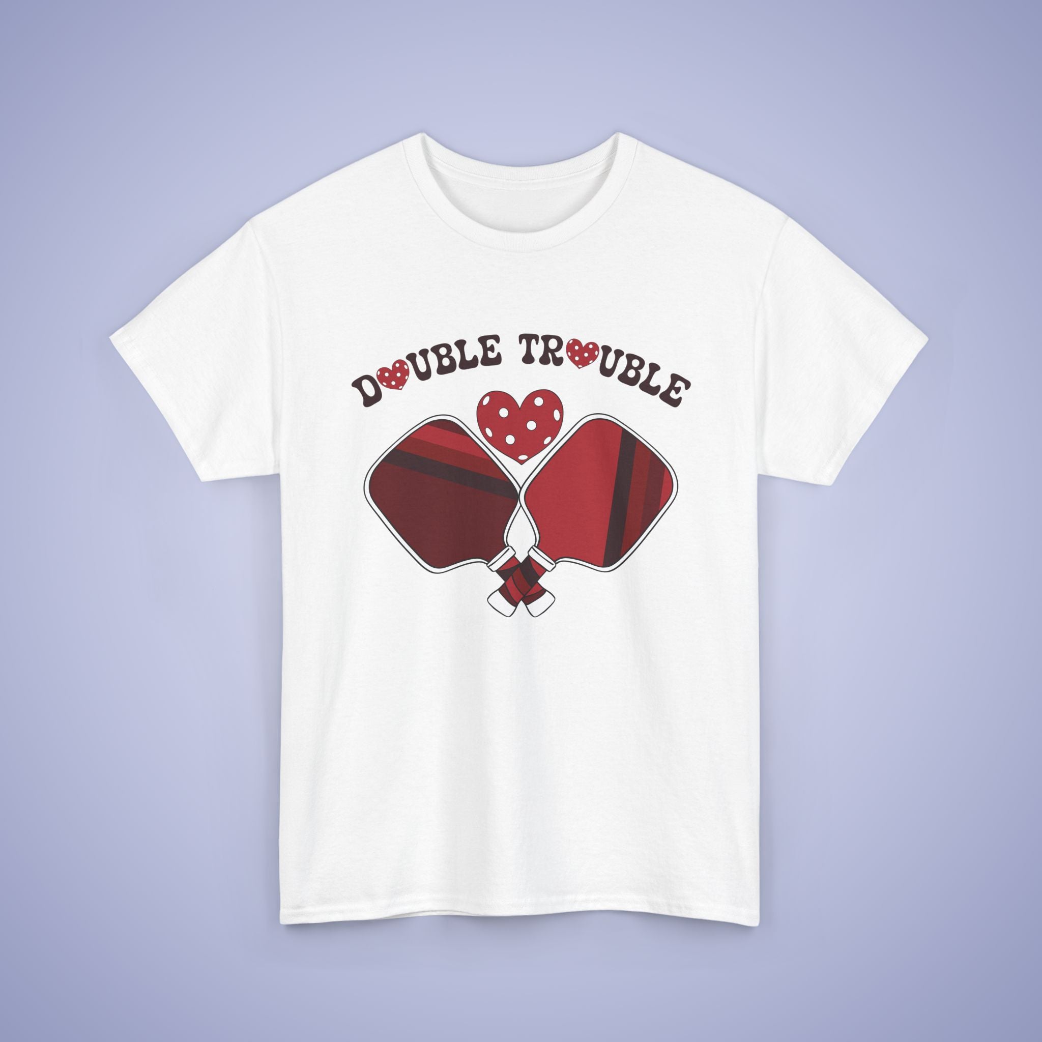 Double Trouble Pickleball T-Shirt | Retro Couple Matching Red and White Version