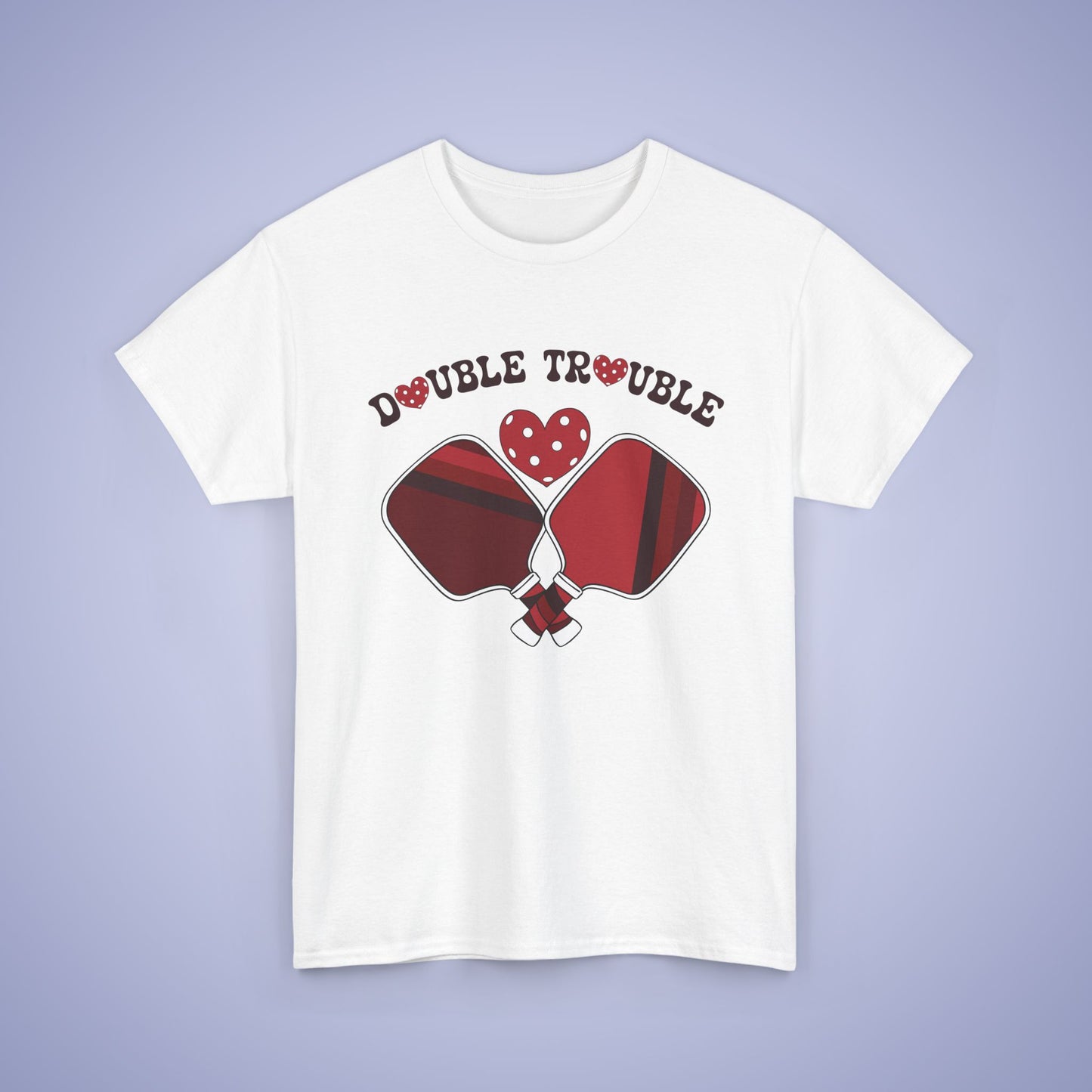 Double Trouble Pickleball T Shirt Retro Couple Matching Red and White Graphic Design