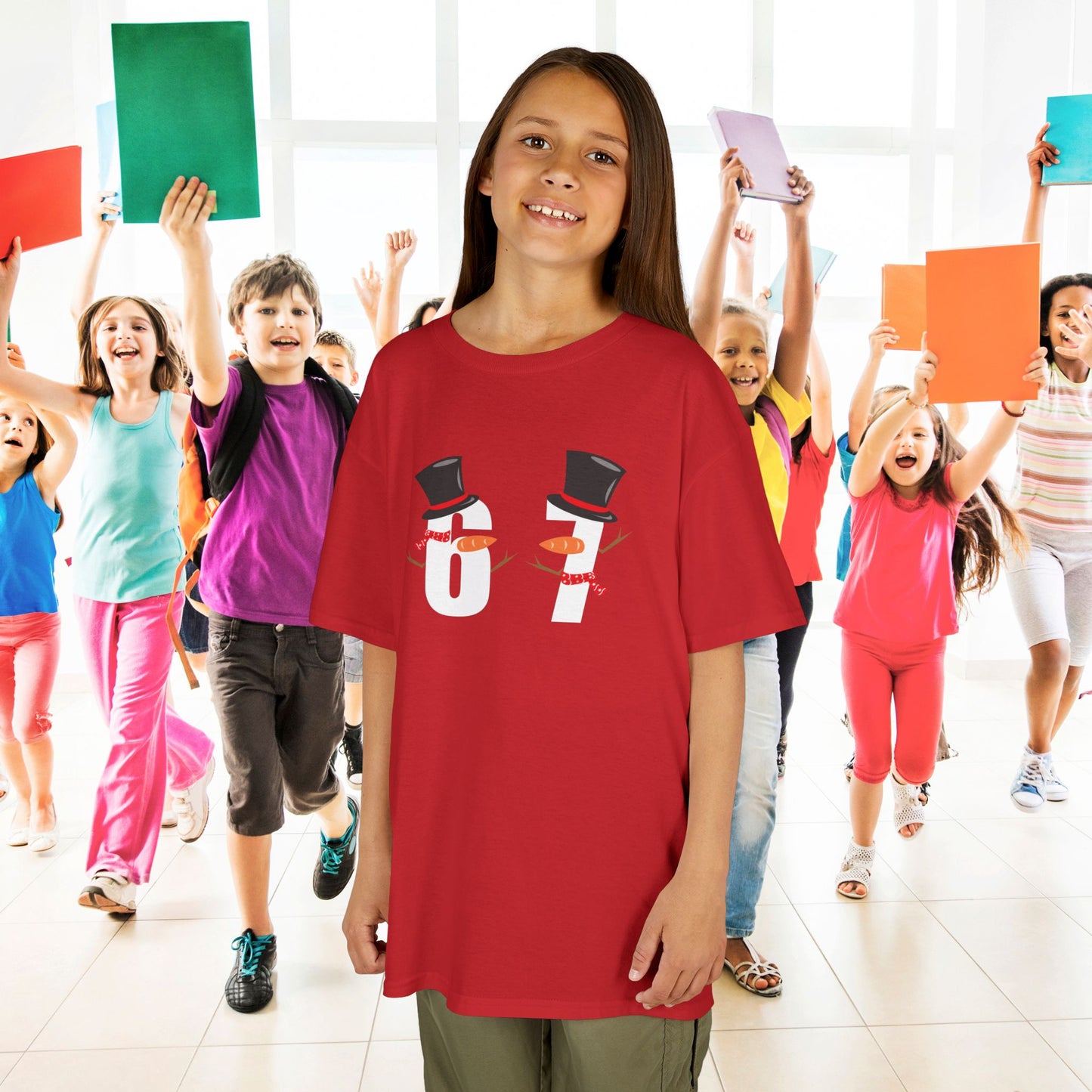 Snowman Character Christmas 67 Tee Fun Trending Kids Cotton T Shirt Six Seven Youth