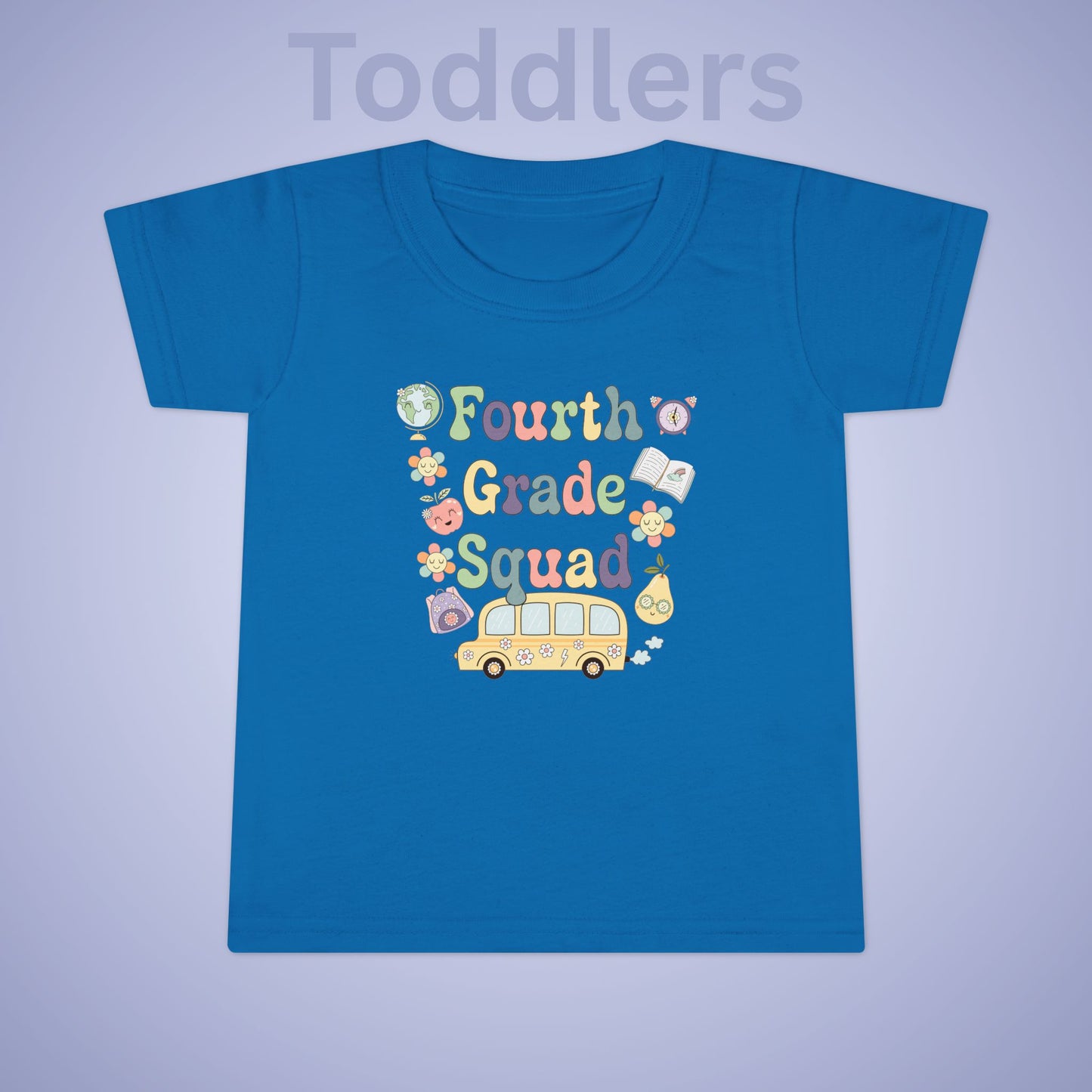 Fourth Grade Squad Fun Retro Kids Cotton T Shirt Back To School Toddler
