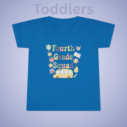 Fourth Grade Squad Fun Retro Kids Cotton T Shirt Back To School Toddler