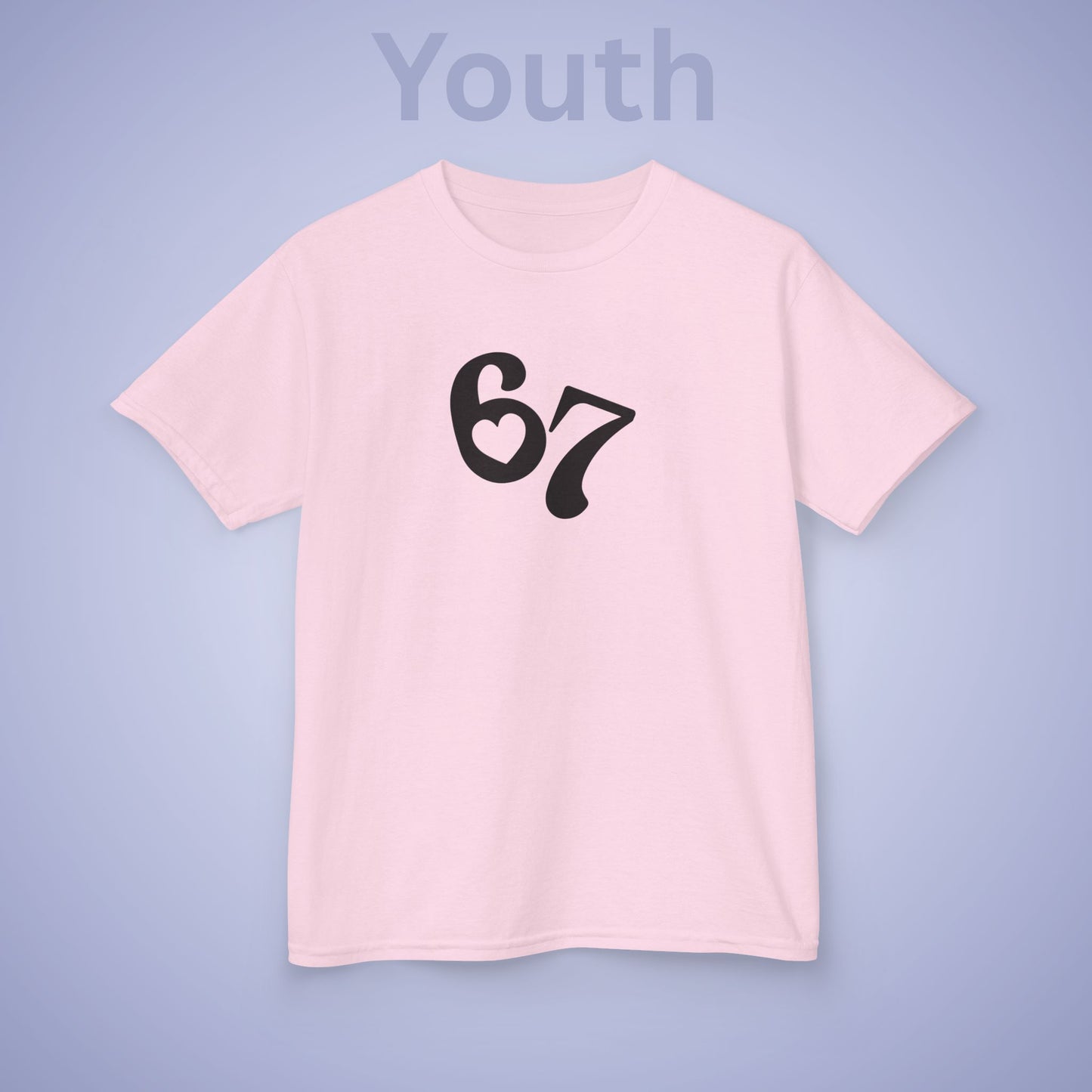 Love Heart 67 Tee Fun Trending Kids Cotton T Shirt Six Seven Youth