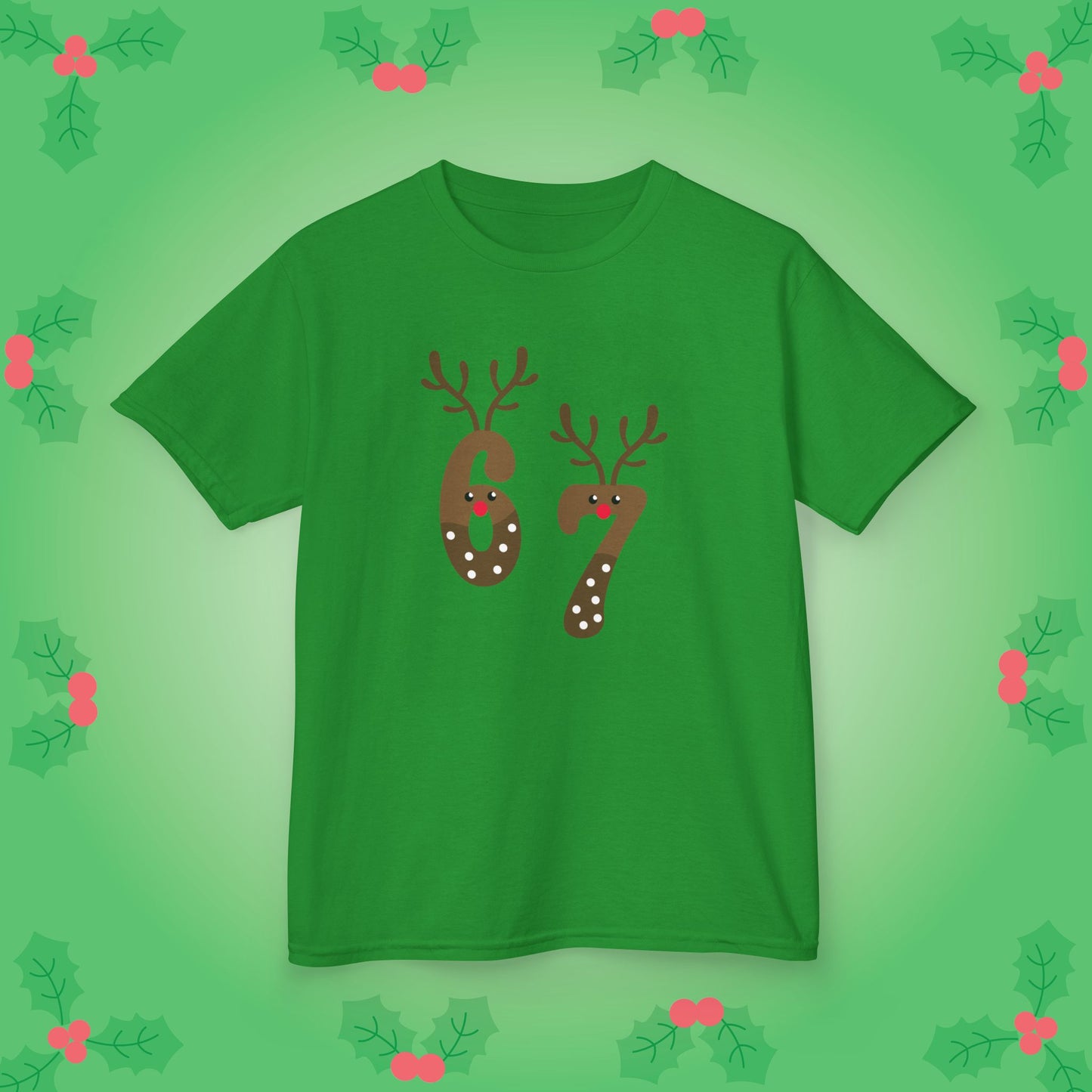 Reindeer Christmas 67 Tee Fun Trending Kids Cotton T Shirt Six Seven Youth