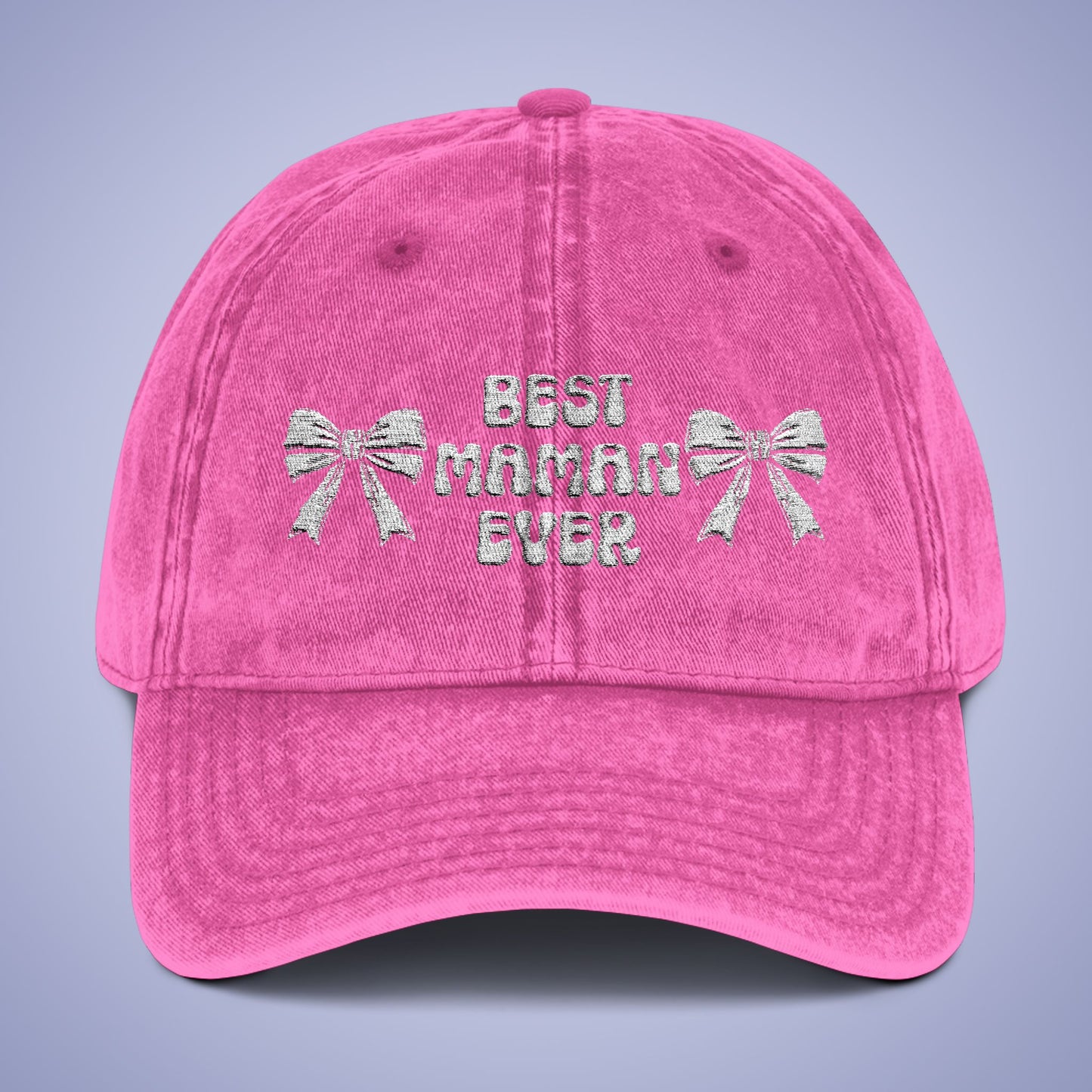 Vintage Best Maman Ever Cap Mothers Day White Embroidered Hat