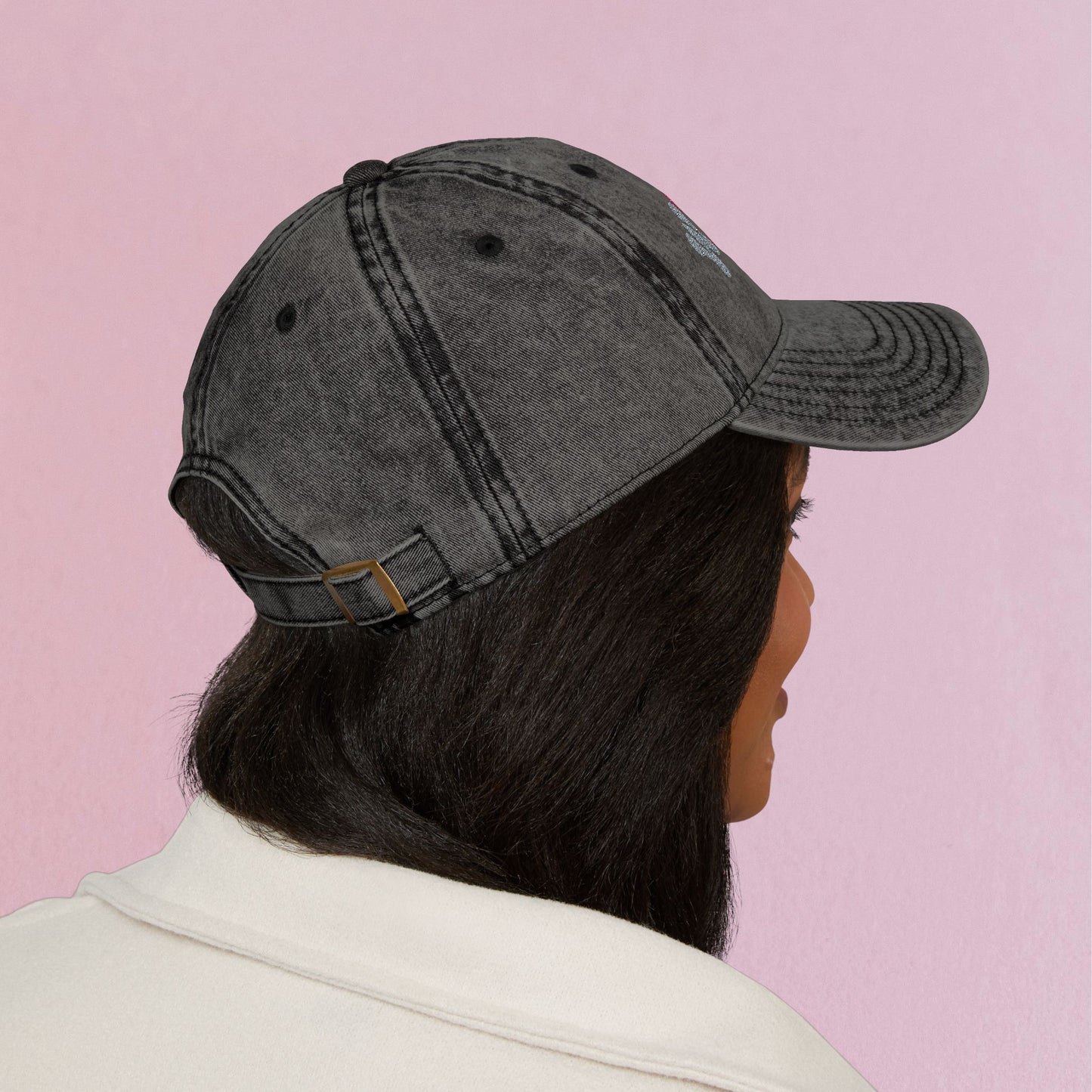 Warrior Embroidered Breast Cancer Awareness Unisex Distressed Cap Gift Black