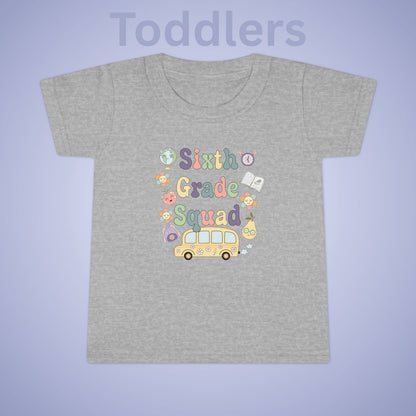 Sixth Grade Squad Retro Fun Kids Cotton T Shirt Back To School Toddler