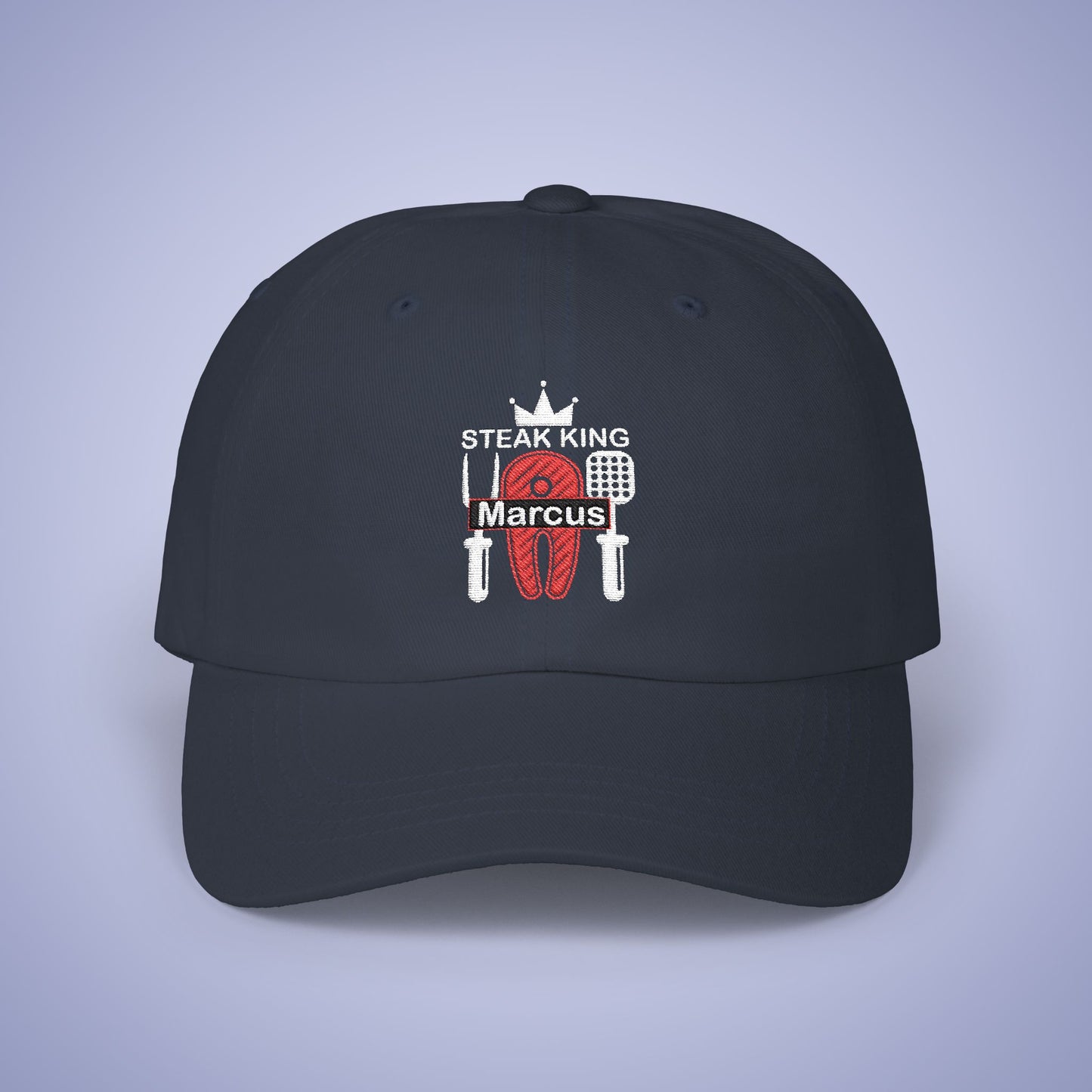 Steak King Personalized Grill Lover Embroidered Classic Dad Cap Unisex White Embroidery Gift
