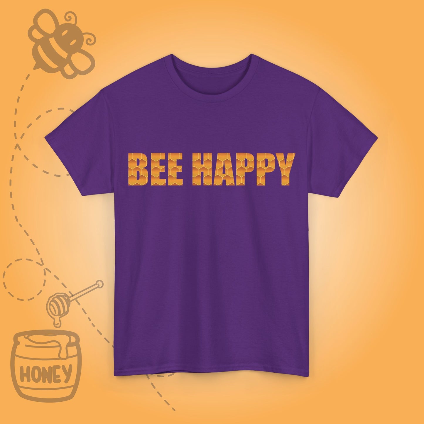 Bee Happy Sweet As Honey Honeycomb Word Art Design Tshirt