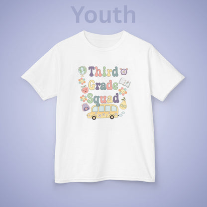 Third Grade Squad Retro Fun Kids Cotton T Shirt Back To School Youth