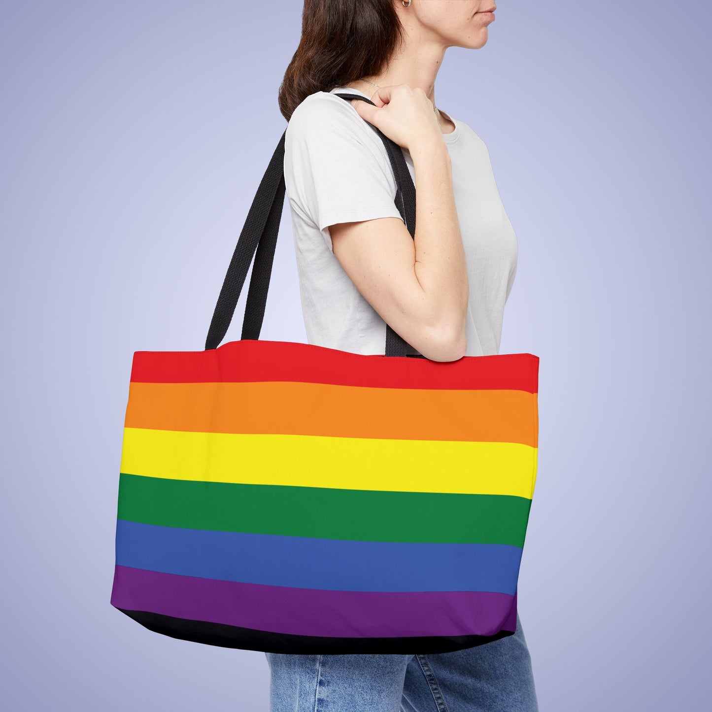 LGBT or LGBTQ Pride Month Weekender Large Beach Bag Tote Black