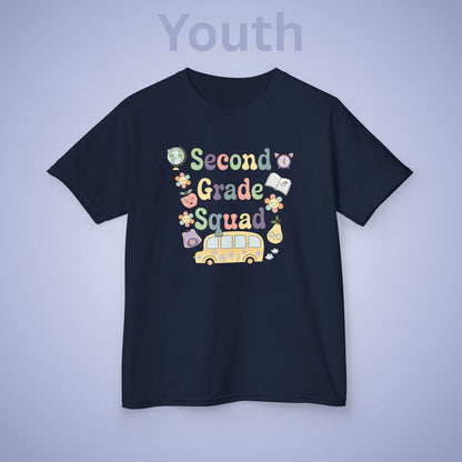 Second Grade Squad Retro Fun Kids Cotton T Shirt Back To School Youth