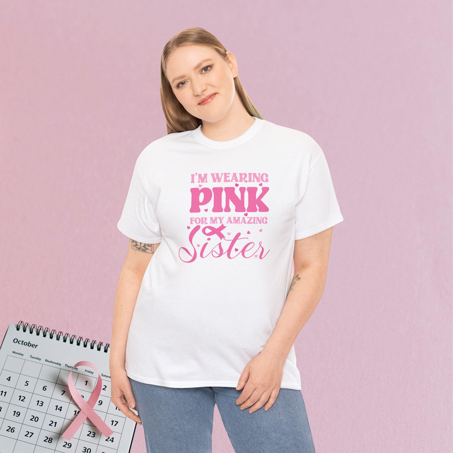 Im Wearing Pink for my Loved One Personalized Breast Cancer Awareness Unisex T Shirt