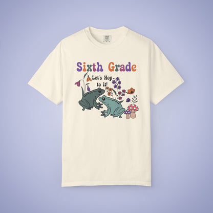 Sixth Grade Lets Hop To It Teacher T Shirt Frogs Comfort Colors Unisex Back to School