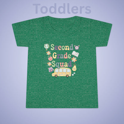 Second Grade Squad Retro Fun Kids Cotton T Shirt Back To School Toddler
