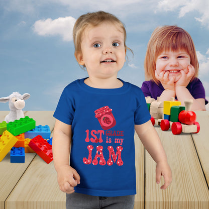 First Grade is my Jam Raspberry Kids Cotton T Shirt Back To School Toddler