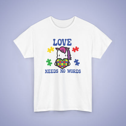Unicorn Puzzle Heart Graphic Love Needs No Words Autism Awareness Unisex T Shirt
