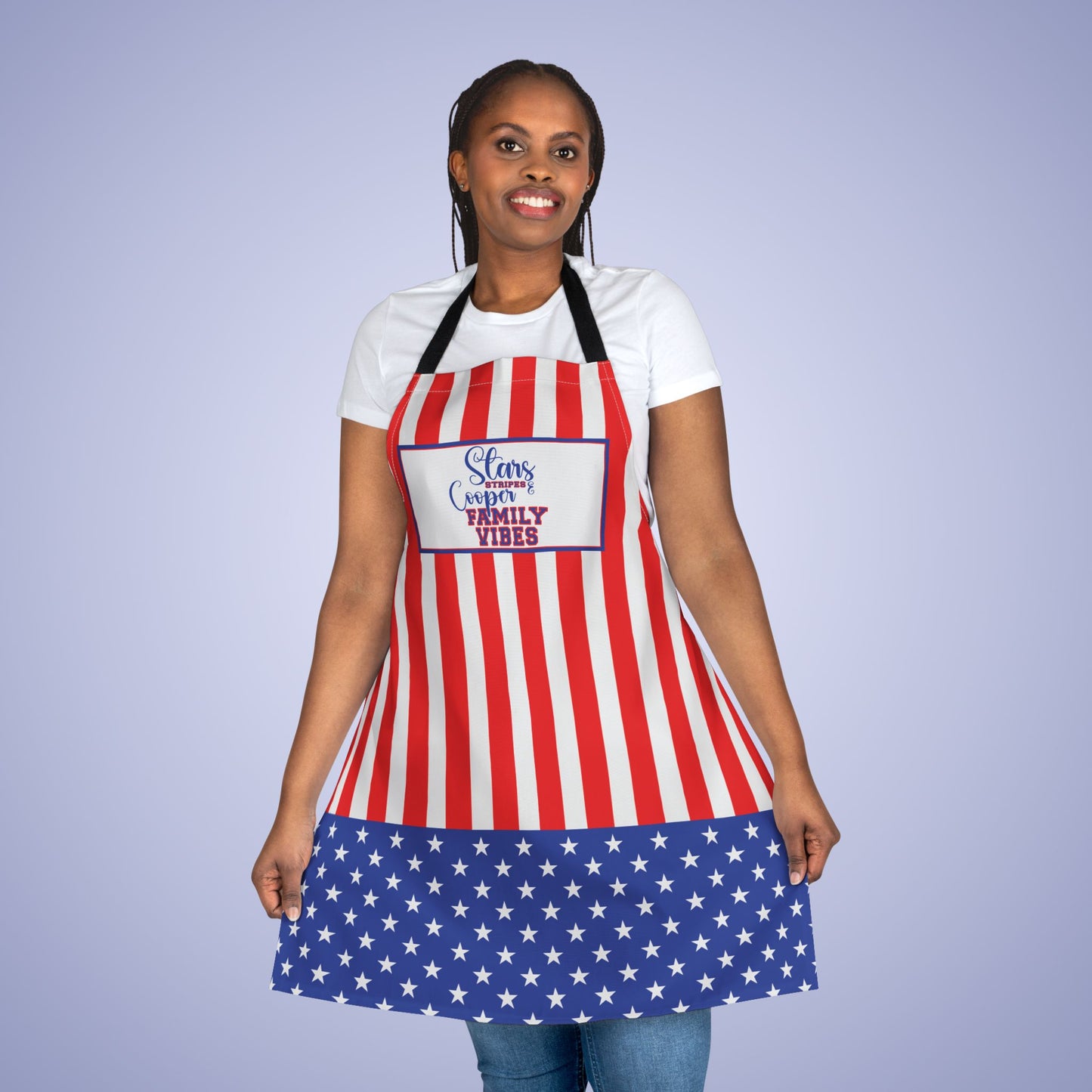 Stars and Stripes Personalized Patriotic July 4th Home Decor Kitchen Apron USA Flag