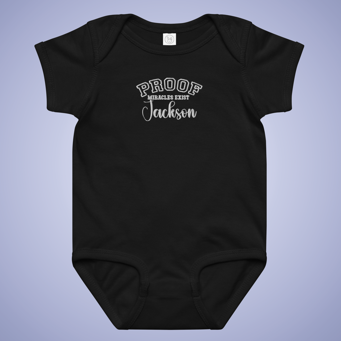 Proof Miracles Do Exist Baby Jersey Bodysuit Embroidered Personalized