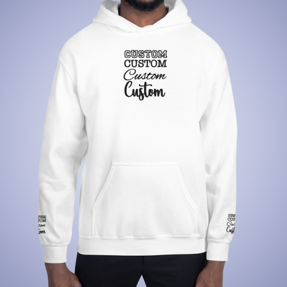 Personalized Custom Embroidered Hoodie Sleeve Print Black Embroidery Unisex