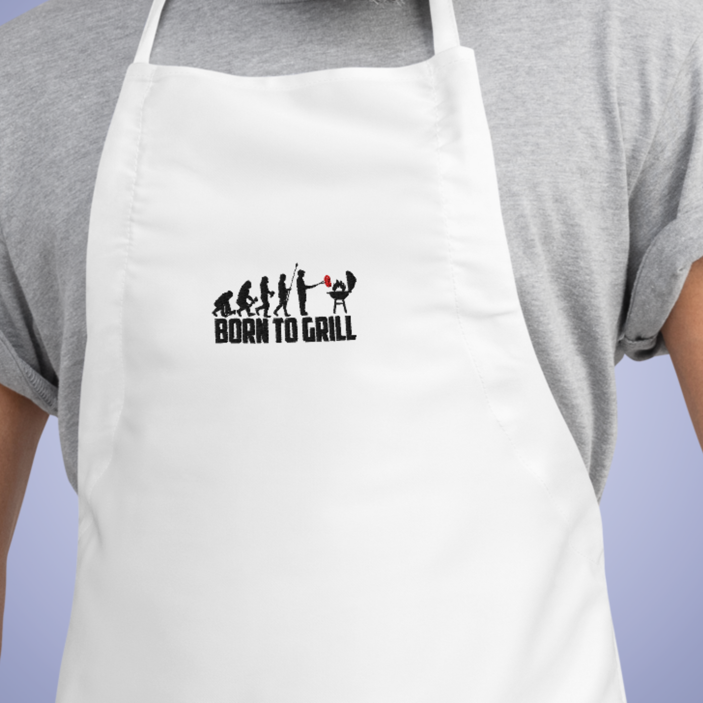 Born to Grill White Embroidered Funny Apron GIft