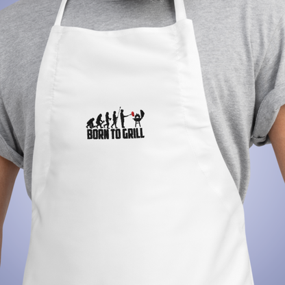 Born to Grill White Embroidered Funny Apron GIft