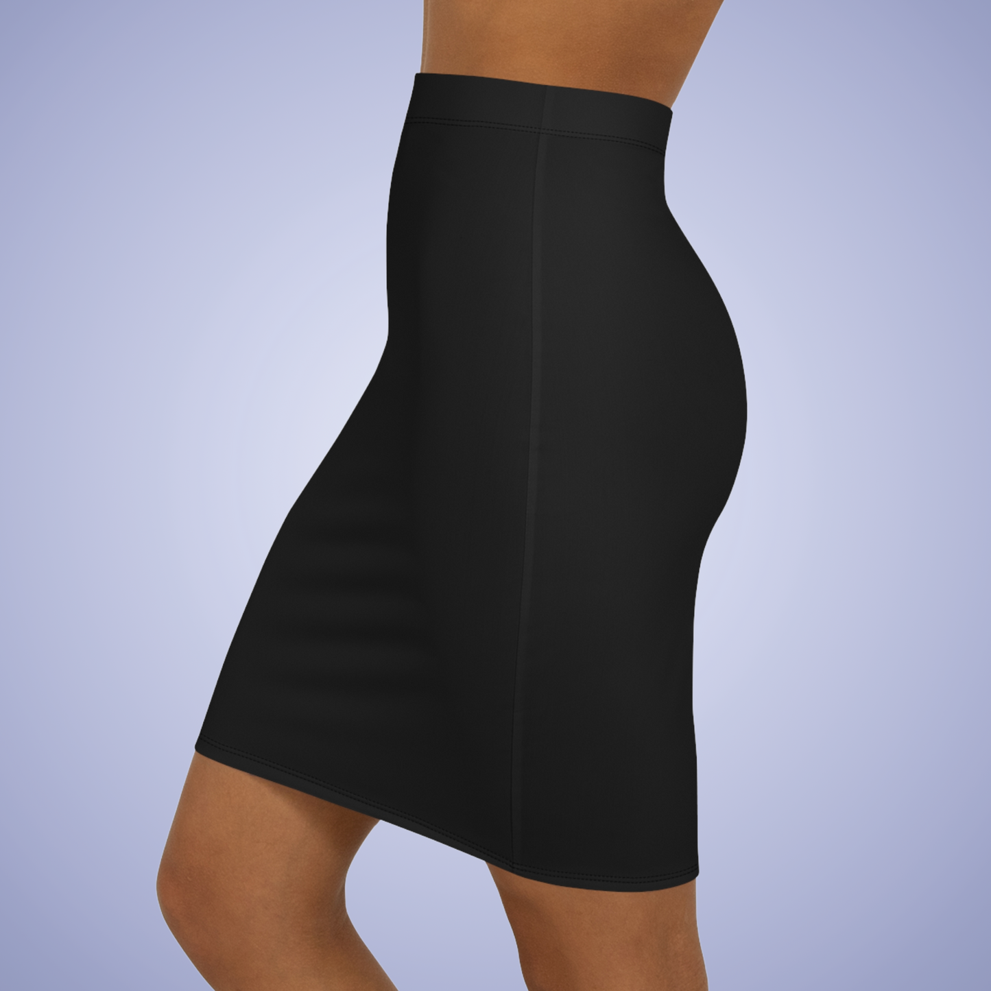 Black Mid Waist Pencil Mini Skirt