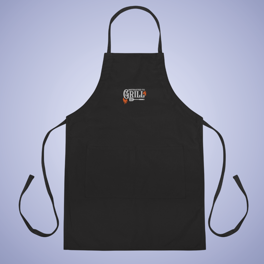 Instructed to Grill Funny Couple Gift Grilling Black Embroidered Apron