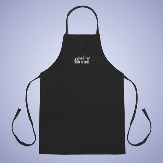 Born to Grill Black Embroidered Funny Apron GIft