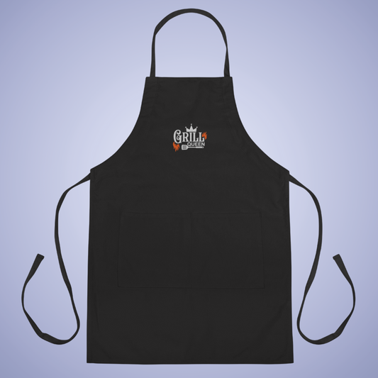 Grill Queen Meat Lover Smoker Gift Funny Black Embroidered Apron