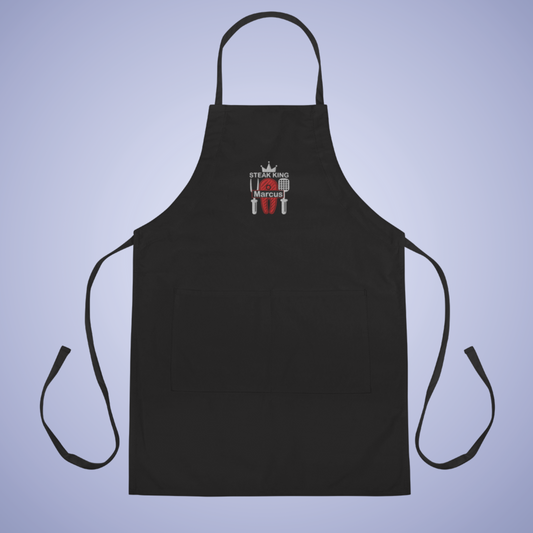 Steak King Personalized Black Embroidered Apron Grill Lover GIft