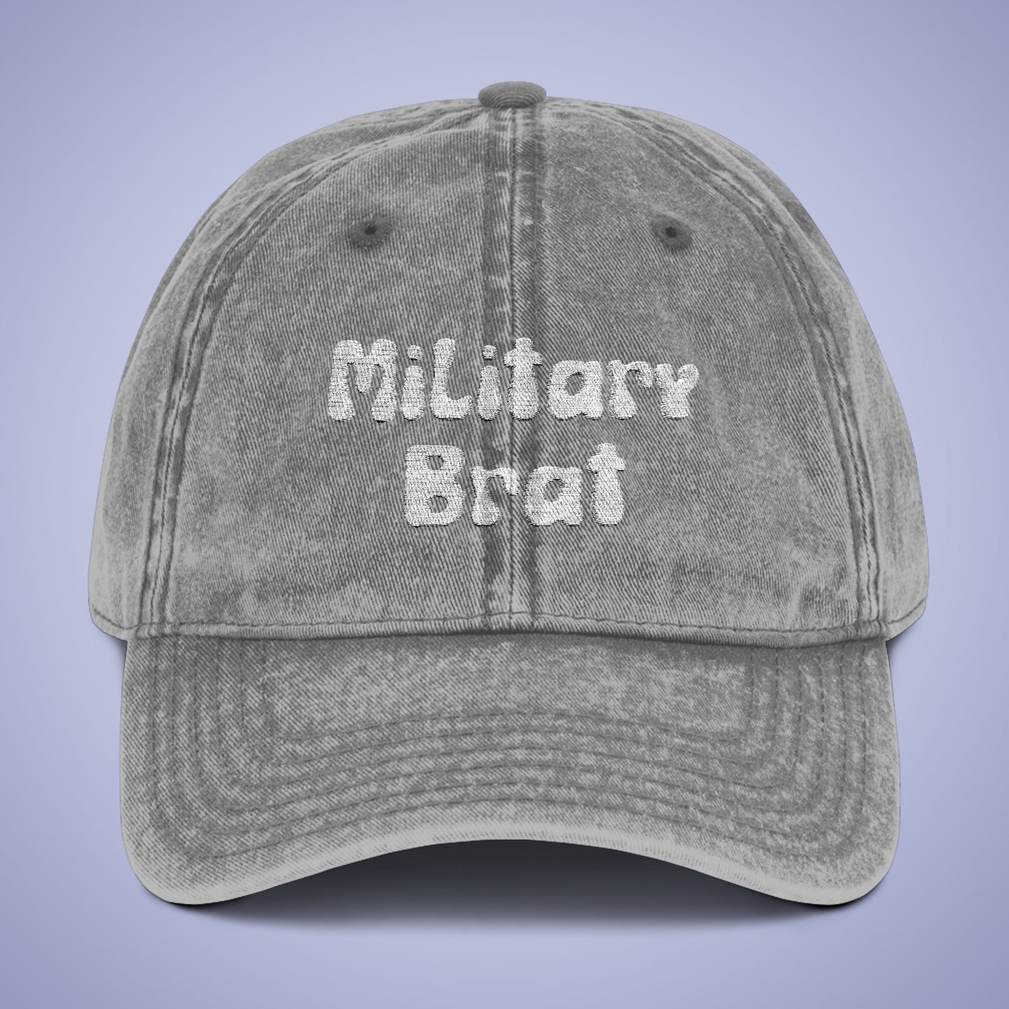 Vintage Military Brat Cap - Comfortable Embroidered Hat for Active Families