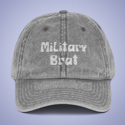 Vintage Military Brat Cap - Comfortable Embroidered Hat for Active Families