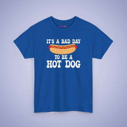 It's a Bad Day to be a Hot Dog Funny Hot Dog T-Shirt | Hot Dog Lover Gift White