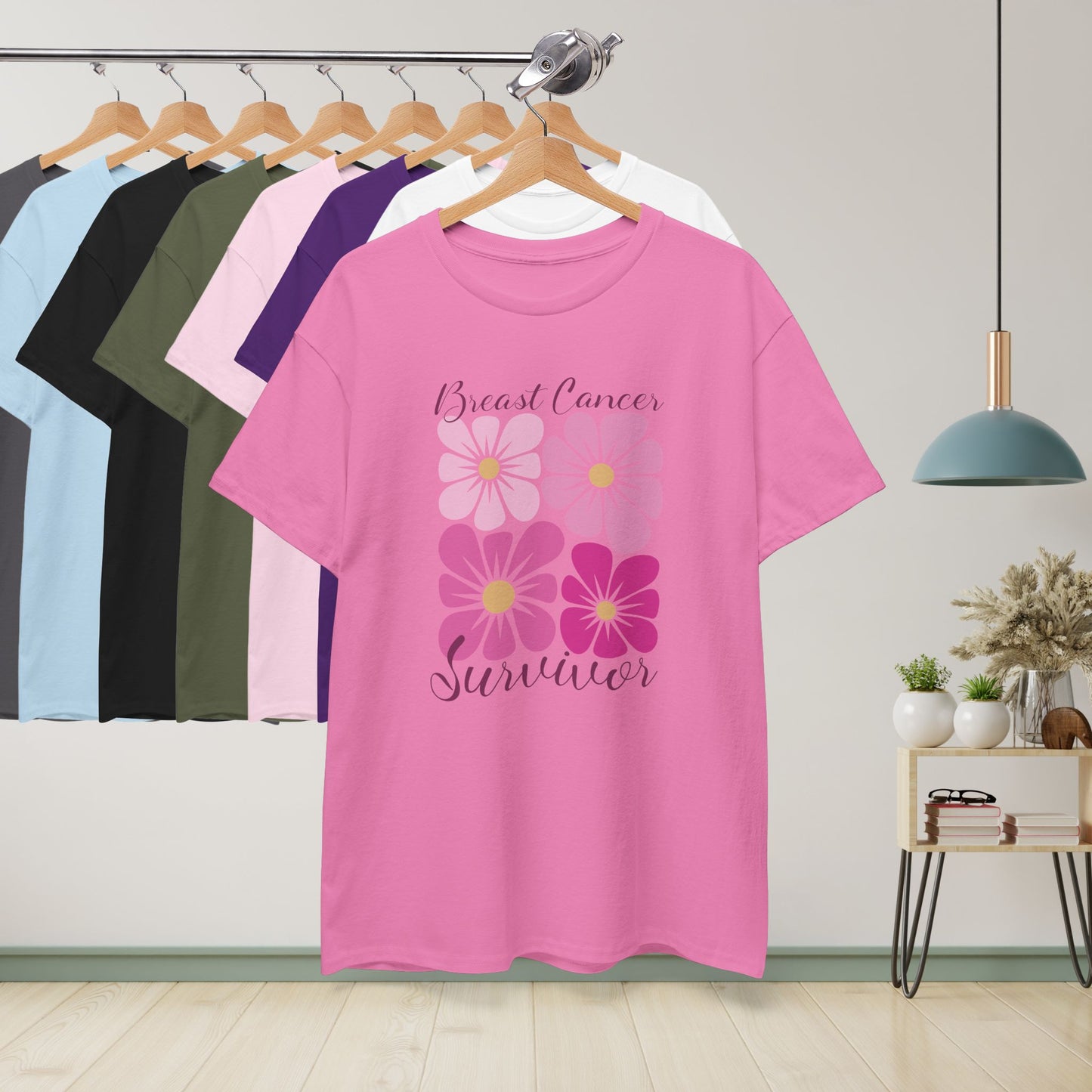 Breast Cancer Survivor Retro Floral Unisex T Shirt