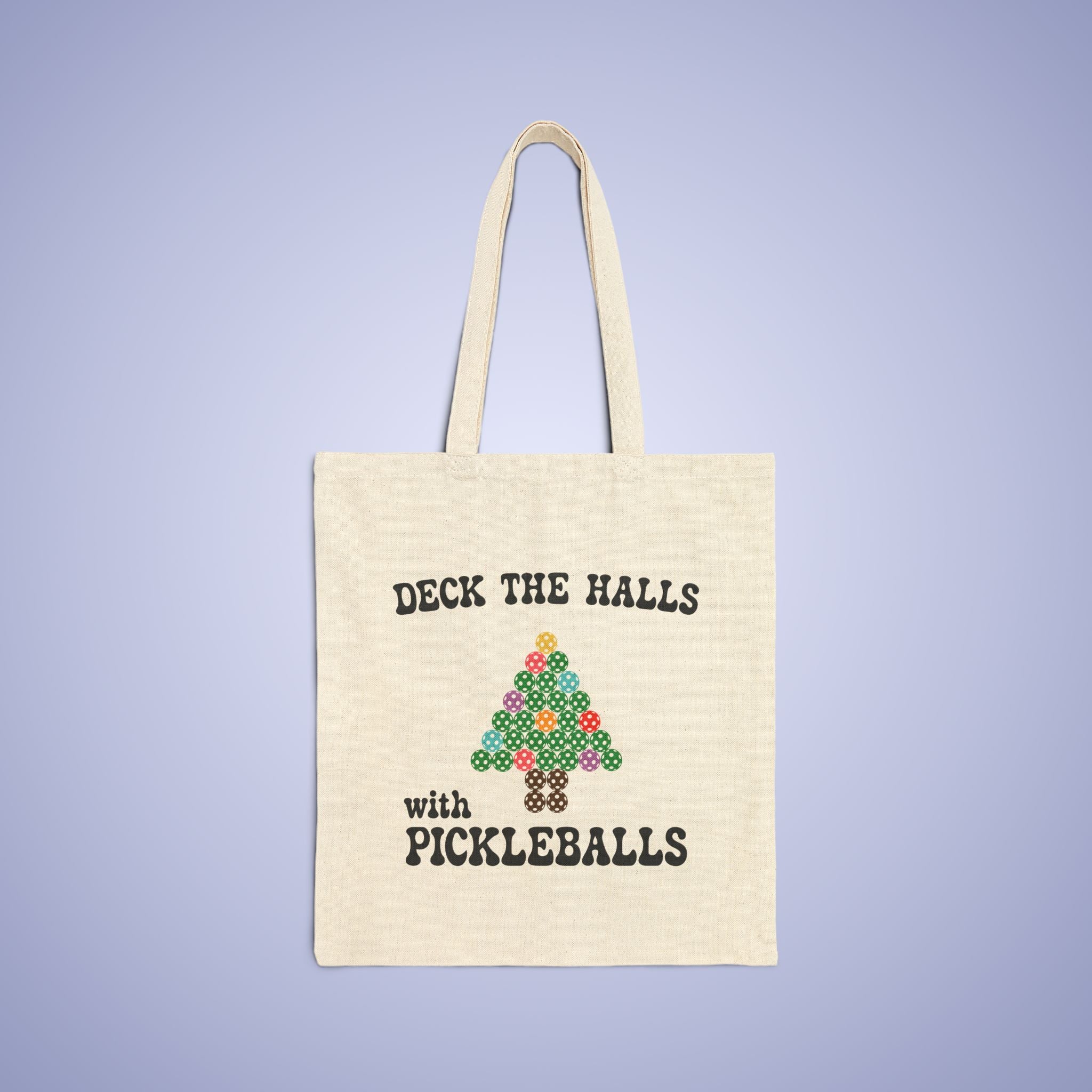 Deck the Halls with Pickleballs Christmas Pickleball Cotton Canvas Gift Tote Bag