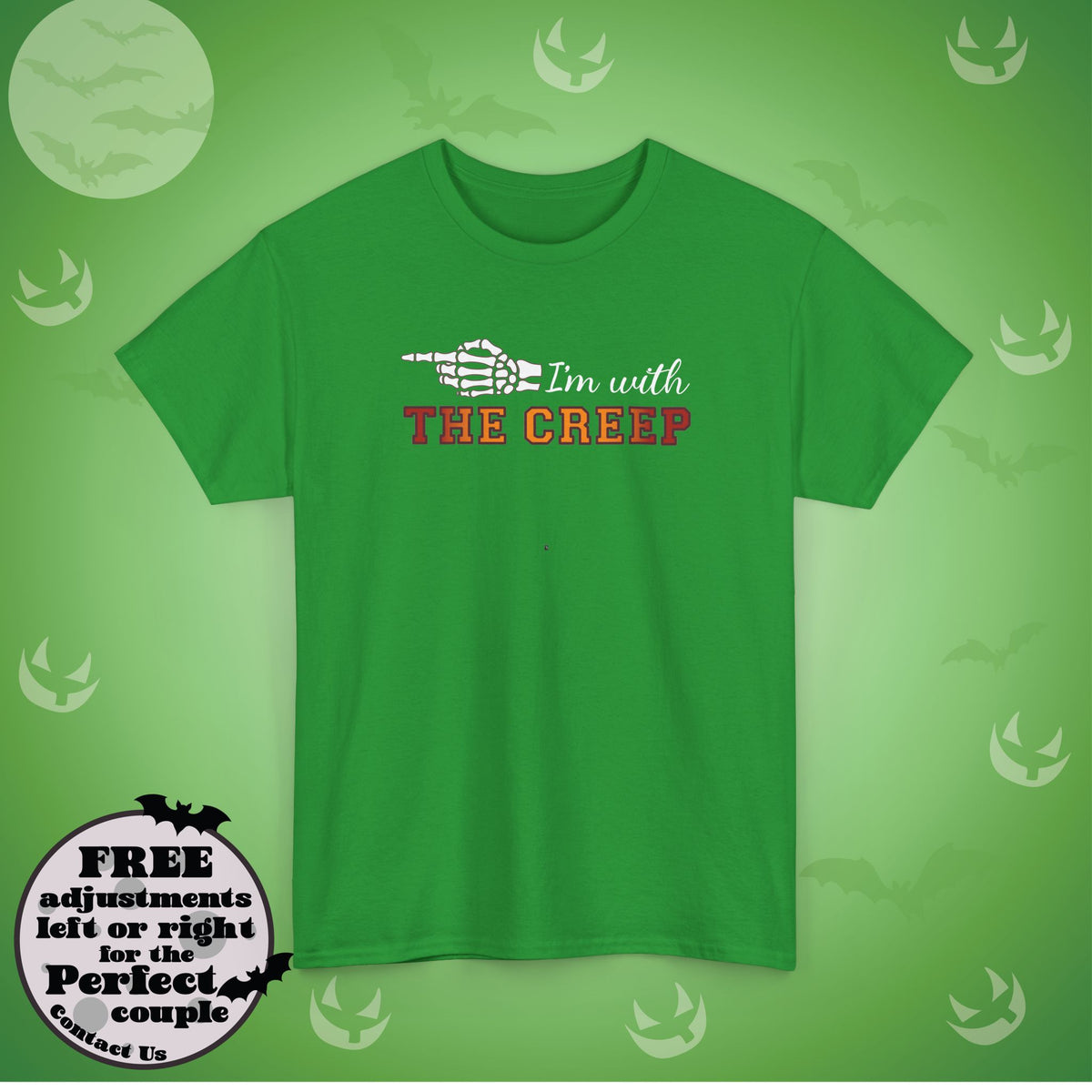 Copy of Im With THE CREEP Couple Matching T-Shirt | Skeleton Halloween Design