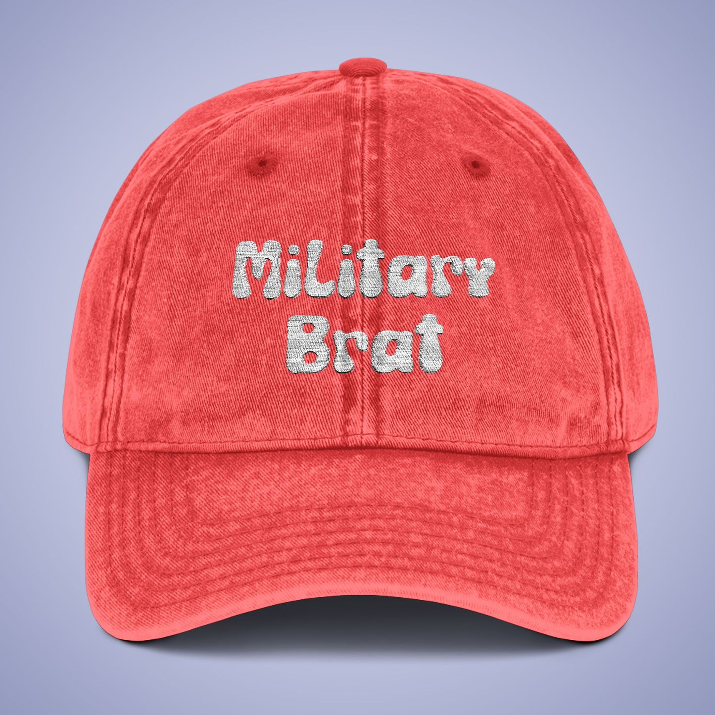 Vintage Military Brat Cap - Comfortable Embroidered Hat for Active Families