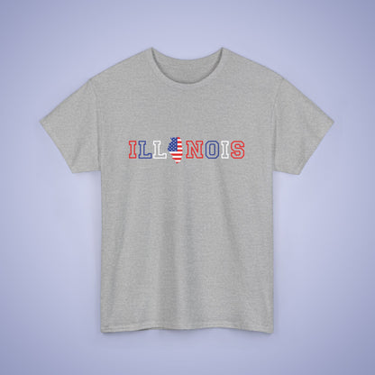 Illonois Map Text Art Proud American Unisex T Shirt