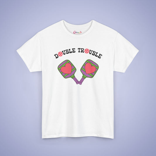 Double Trouble Pickleball Couple Team Tee Graphic Design T Shirt