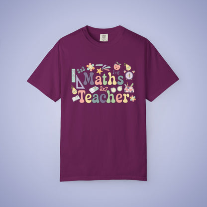 Maths Teacher T Shirt Retro Comfort Colors Unisex Back to School