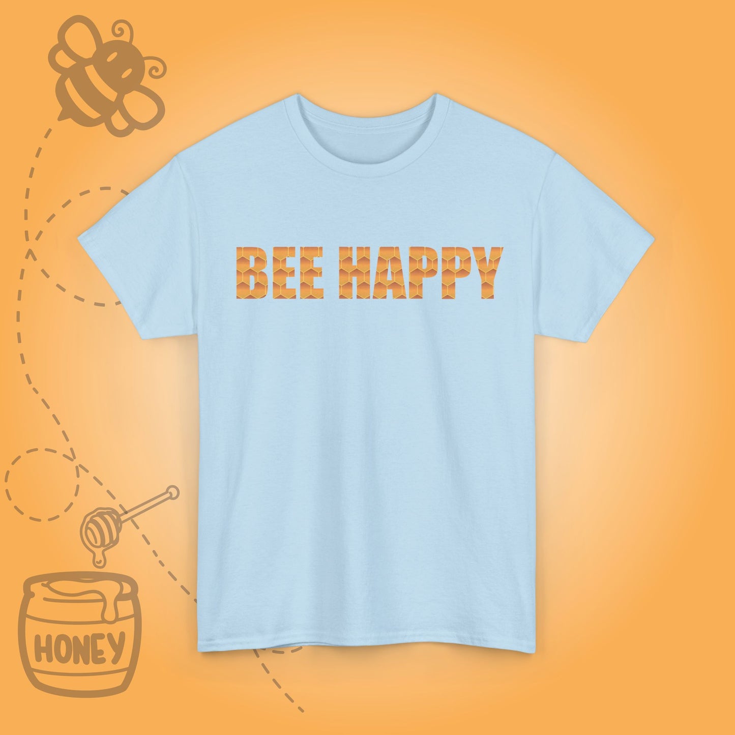 Bee Happy Sweet As Honey  Honeycomb Word Art Design Unisex Tshirt