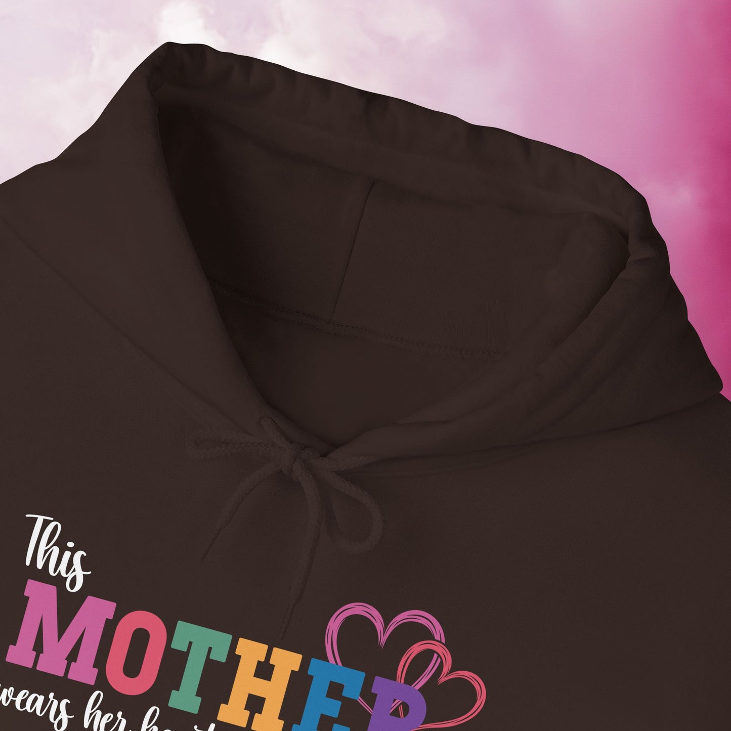 This Mother Wears Her Heart on Her Sleeve Personalized White Mothers Day Gift Hoodie Sweatshirt